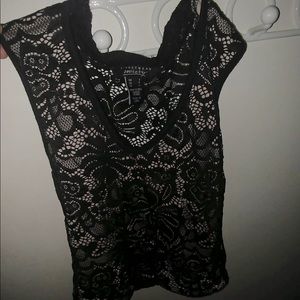 Black and nude lace top